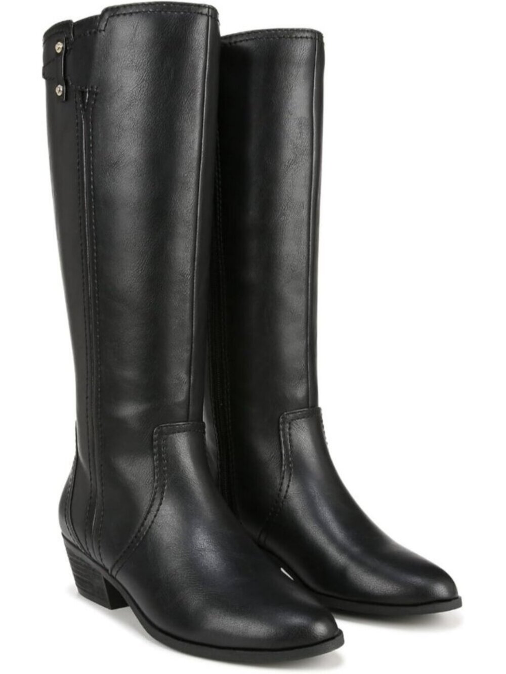 Women's Black Brilliance Wide Calf Knee High Boots Lightweight Faux Leather